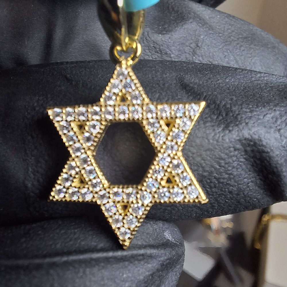 0.31ctw Gold Vermeil Over 925 Sterling Silver Moissanite Star of David Pendant